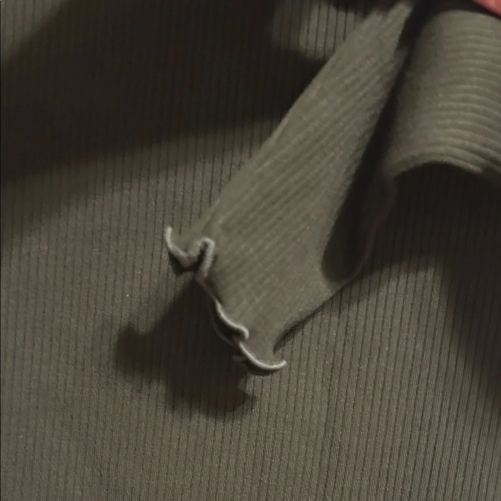 LOFT Olive Ribbed Ruffle Crewneck - Picture 5 of 7